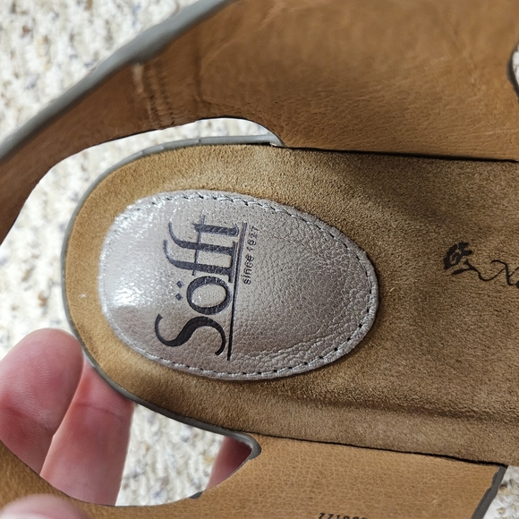 Sofft Bali Leather Sandal Shoes Women US 8.5 M EU 38 Silver Metallic Travel - Picture 4 of 7